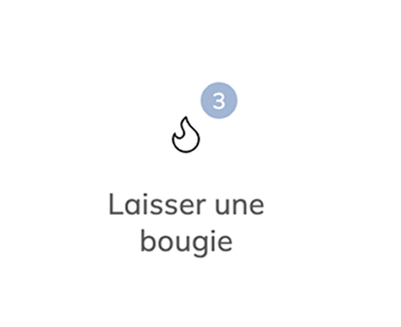 Interface de bougies virtuelles avec message